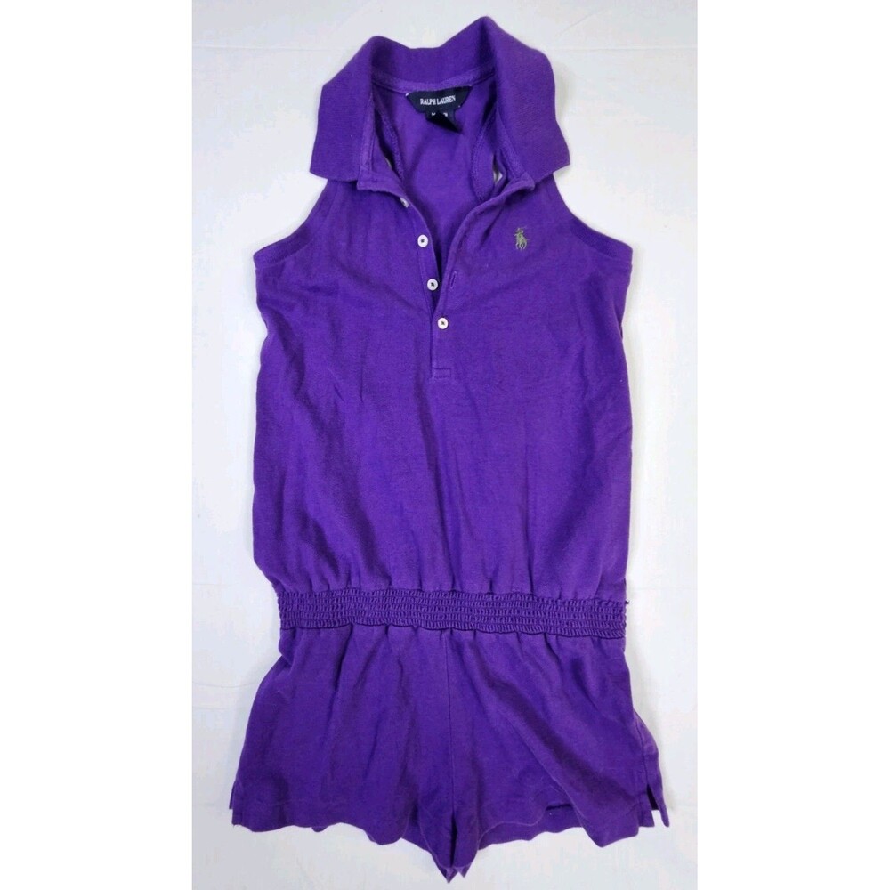 Ralph Lauren Romper Youth Girls Medium 8 / 10 Purple Sleeveless Elastic Waist